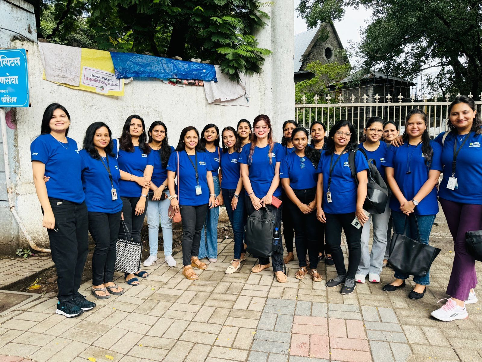 Anushikha Dwivedi with a community outreach group