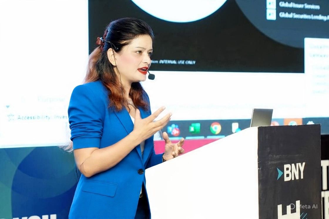 Anushikha Dwivedi leading a corporate training session