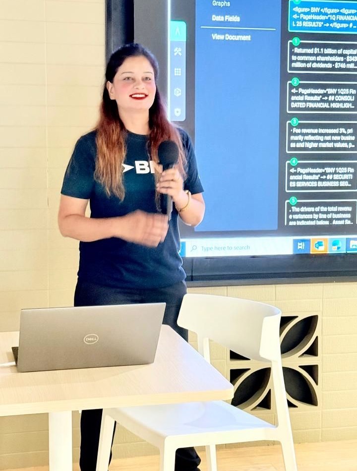 Anushikha Dwivedi presenting live with a microphone in hand